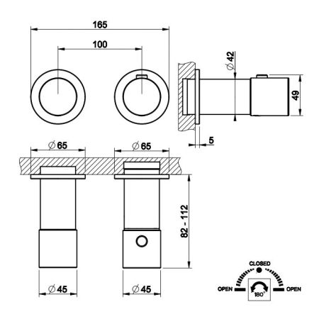 GESSI HABITO DIAMANTATO Смеситель настенный встраиваемый, термостатический, с переключателем на 2 положения, внешняя часть, цвет Brushed Brass PVD, артикул 70634#727