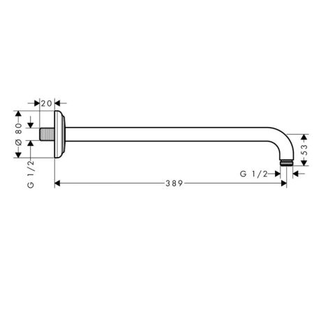 AX Montreux Держатель верхнего душа, настенный, Classic 389мм, ½’, цвет: хром, артикул 27348000