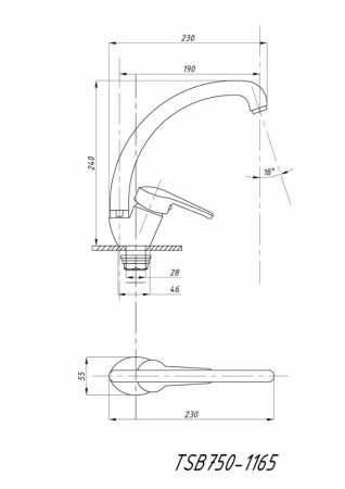 Смеситель для кухни TSARSBERG (TSB-750-1165) тип См-МОЦБА, артикул TSB-750-1165