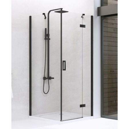 Душевое ограждение NEW TRENDY NEW RENOMA BLACK R 80x90x195 D-0202A/D-0111B (черный), артикул D-0202A/D-0111B