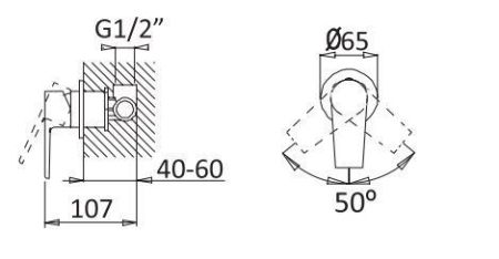 Встраиваемый смеситель для душа CEZARES NAUTIC-DIM, артикул NAUTIC-DIM-BIO