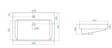 Умывальник Тигода 60, артикул 1.WH30.2.082