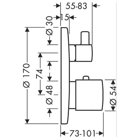 AX Uno Встраиваемый термостат для душа, 2 потреб, (внешняя часть), цвет: хром, артикул 38720000