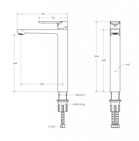 STYLUS-LC-01-W0 Смеситель для накладной раковины однорычажный, без донного клапана, хром, артикул STYLUS-LC-01-W0