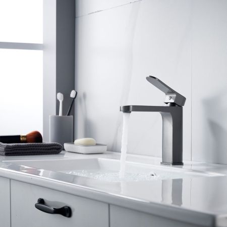 Смеситель для раковины Shevanik S4501T, оружейная сталь