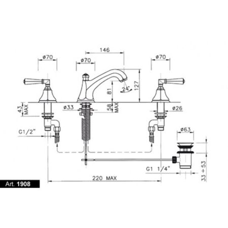 Nicolazzi Teide Смеситель для раковины с автоматическим изливом на 3 отверствия, ручки Crystal lever, цвет: хром, артикул 1908CR17