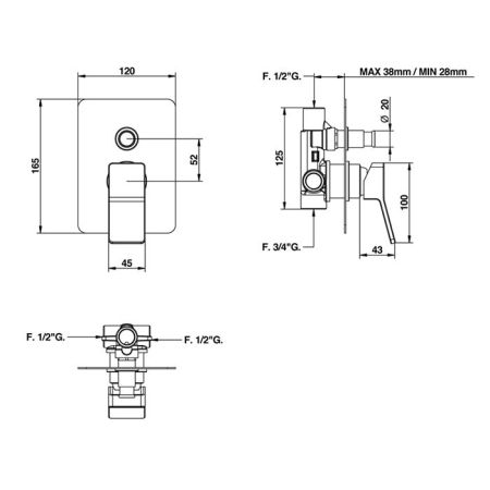 Bongio Reef Встраиваемый смеситель для душа, цвет хром
