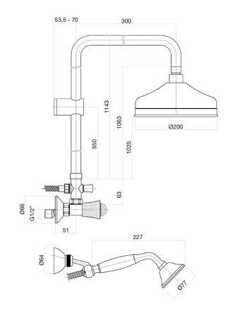 Душевая система Fiore VENERE SKY (SWAROVSKI®) 13CO0620, хром/золото, артикул 13CO0620