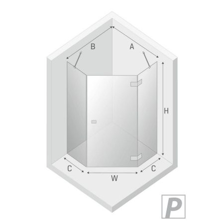 Душевое ограждение NEW TRENDY EVENTA R 90x90x200 EXK-0290 (хром), артикул EXK-0290