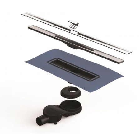 Желоб BERGES водосток SIMPEL 400, матовый хром, S-сифон D50 H60 боковой, артикул 090110