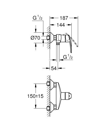 Смеситель для душа DN 15 GROHE Start однорычажный, хром (32279001), артикул 32279001