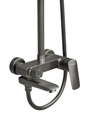 DUE Душевая стойка со смесителем и изливом, оружейная сталь DUE-VSCM-GM, артикул DUE-VSCM-GM