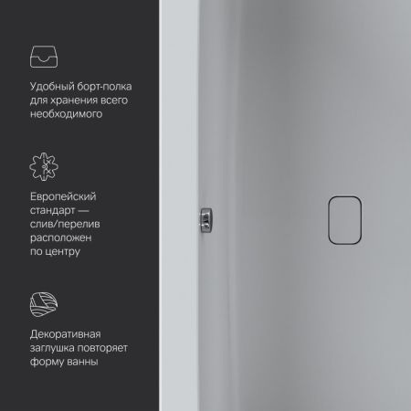 W84A-180-080W-A Func Ванна акриловая 180х80, артикул W84A-180-080W-A