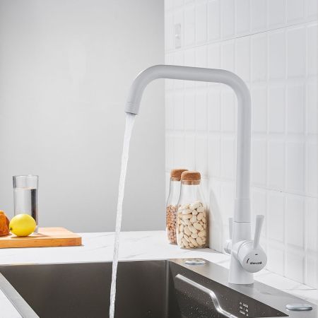 Смеситель для кухни с подключением фильтра Shevanik S528C, белый
