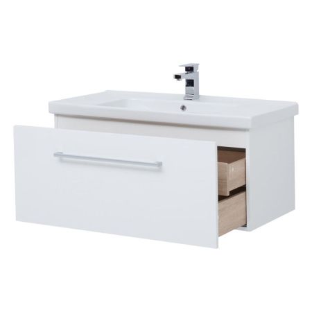 Тумба с раковиной подвесная Dreja Big Inn 100 см, белый, артикул 77-0205W-com