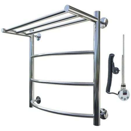 Электрический полотенцесушитель Тругор Приоритет 1 элТЭН 60x40 с полкой Хром, артикул Приоритет1/элТЭН6040П