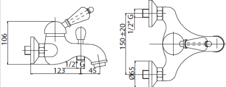 Смеситель для ванны и душа CEZARES ELITE-VM
