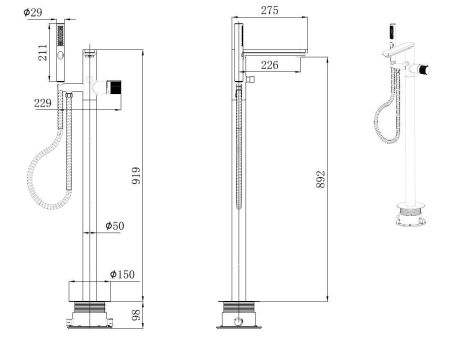 Смеситель для ванны Allen Brau Liberty 5.33012-31 (с внутренней частью) черный матовый, артикул 5.33012-31