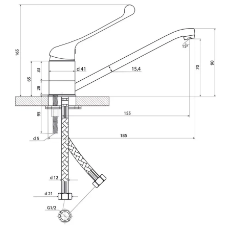 Смеситель для кухни с хирургической ручкой Славен СЛ-ОД-Х20, хром