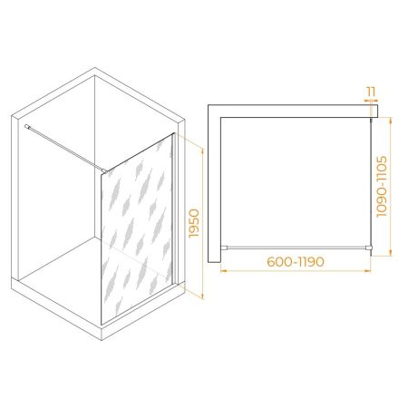 Душевая перегородка RGW WA-002 (Матовое-Сатинат, 1100), артикул 35100211-21