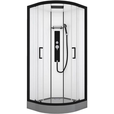 Душевая кабина Black&White Galaxy G8001 с гидромассажем профиль Черный задняя стенка Белая, артикул 8001900