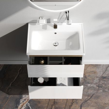 M85AFHX0652WG X-Joy, База под раковину, подвесная, 65 см, 2 ящика, белый глянец, артикул M85AFHX0652WG