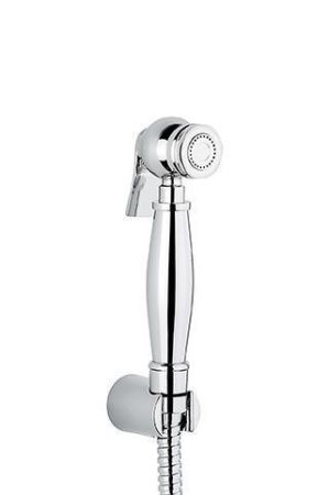 Emmevi, круглая лейка гигиенического душа с держателем ABS и латунным шлангом, цвет хром, артикул 148V/CR