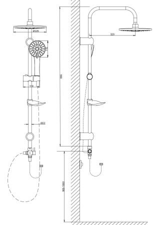 Душевая система Black, артикул: VST612Black, VODA