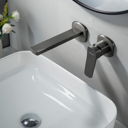 Смеситель для раковины встраиваемый Shevanik S9941T, оружейная сталь