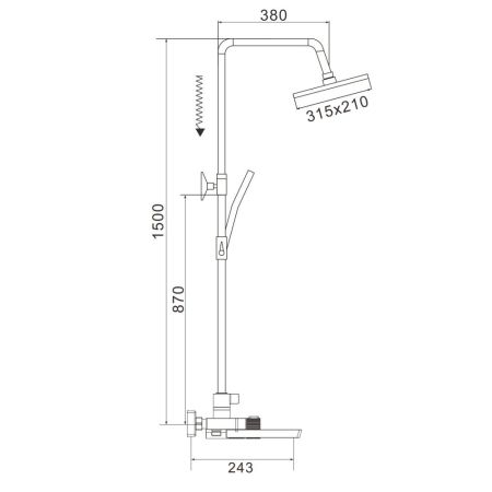 Душевая система с термостатом Rose R1896T, пепельный