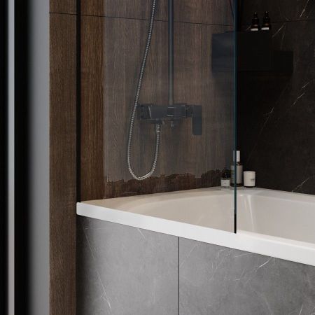 Шторка на ванну 70х140 см Maretti Marta MA41F7014099-560, профиль черный, артикул MA41F7014099-560