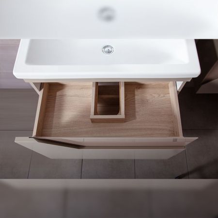 Тумба под раковину подвесная Бриклаер Брайтон бежевый, 80 см, артикул 4627125415838