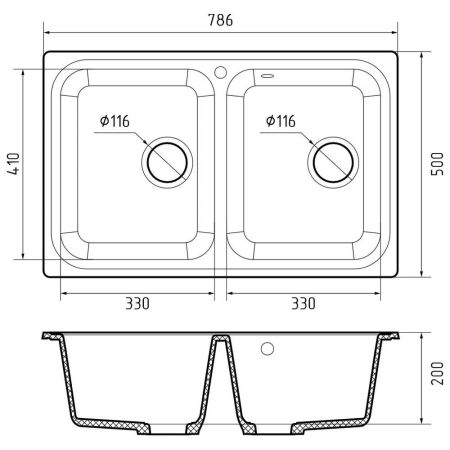 Кухонная мойка GranFest STANDART 780K, кашемир, артикул S-780K кашемир