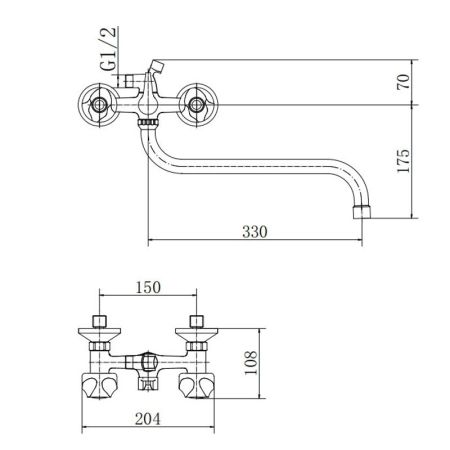 Смеситель для ванны FASHUN A2226-2, хром, артикул A2226-2