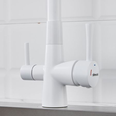 Смеситель для кухни с подключением фильтра Shevanik S428C, белый, артикул S428C