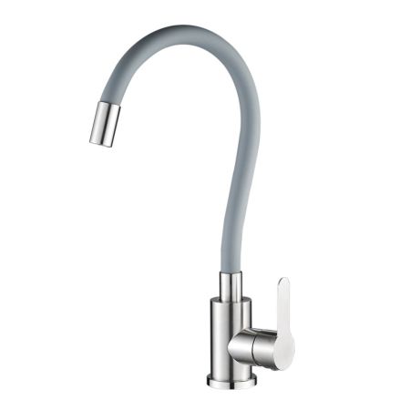 Смеситель для кухни с гибким изливом WesnaArt EKO EKO05-141, сатин/серый, артикул EKO05-141