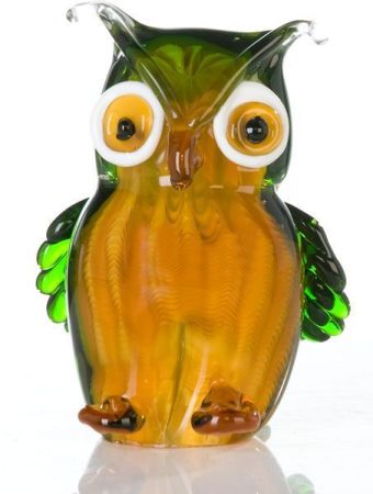 Casablanca, стеклянная скульптура "Сова", цвет оранжево-зеленый, артикул 87095