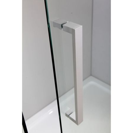 Душевой уголок Black&White Stellar Wind S202-800х1400 прямоугольный профиль Серебристый хром стекло прозрачное