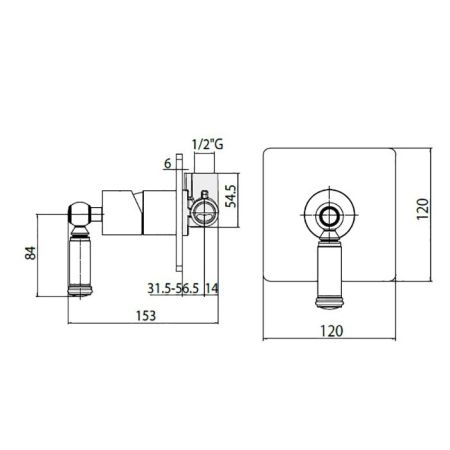 Bossini Встр. часть смесителя с девиатором 1 направления 1/2”, цвет: латунь, артикул Z00007