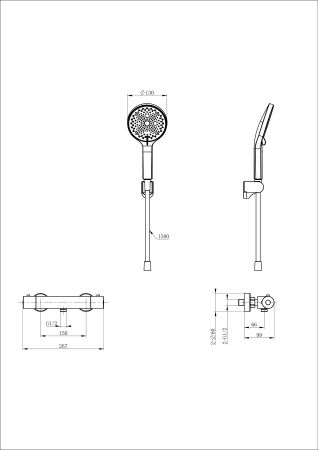 Смеситель для душа с термостатом WONZON & WOGHAND INN 3, Черный матовый (WW-B2003-A-MB)