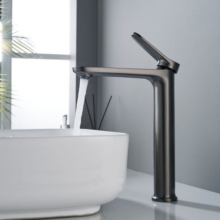 Смеситель для раковины высокий Shevanik S4311T, оружейная сталь, артикул S4311T