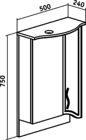 Зеркальный шкаф Runo справа Севилья 50 (00000000799), артикул 00000000799
