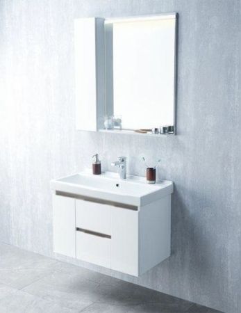 Тумба под раковину Акватон Рене 80 подвесная 1A222201NRC80 Белая Грецкий орех, артикул 1A222201NRC80