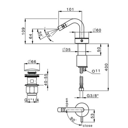 CISAL Slim Смеситель для биде на 1 отв, цвет черный матовый, артикул SM00155040