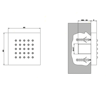 Gessi Rettangolo Боковая форсунка квадратная, цвет: золото, артикул 32973#080