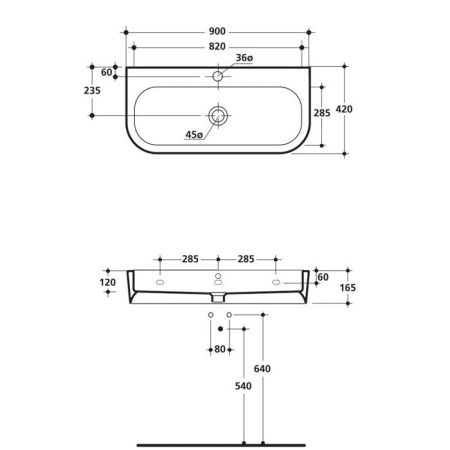 Kerasan Flo раковина 90х42 с 1 отверстием под смеситель, цвет белый, артикул 3151bi*1