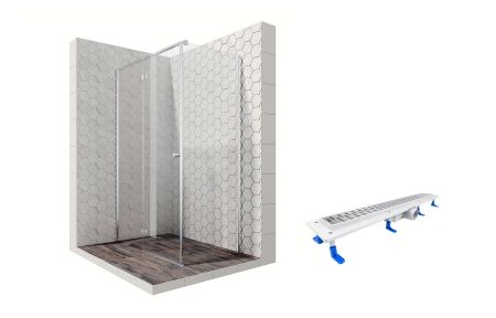 Душевой уголок Ambassador Diamond 12011104L-ST2, прямоугольный, линейный трап, 120х80