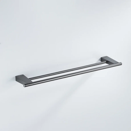 Полотенцедержатель двойной Shevanik SG5727T, оружейная сталь, артикул SG5727T