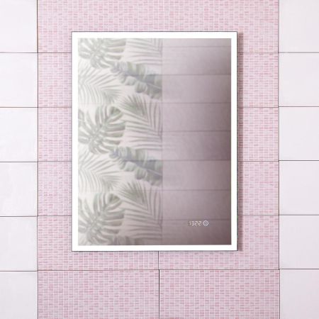 Зеркало Бриклаер ЛОФТ 60 см, сенсор на зеркале бесконтактный, часы, артикул 4627125415722