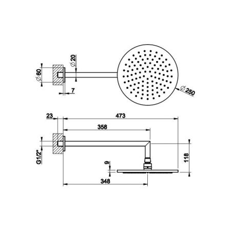 Gessi Anello/Ingranaggio Душевая головка для настенного крепления, поворотная с шарниром, D250 мм, цвет Finox Brushed Nickel, артикул 63348#149